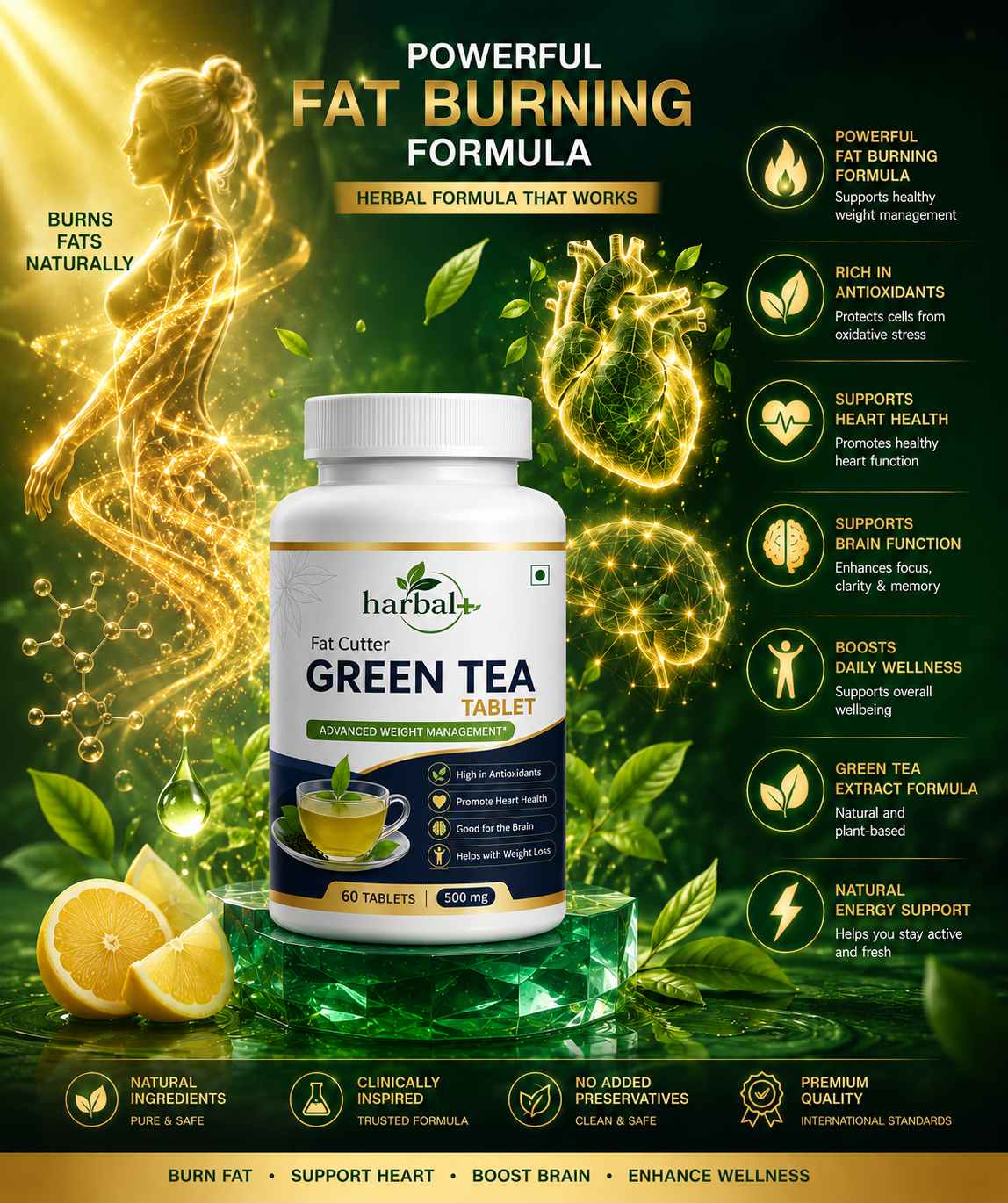 Harbalplus Fat Cutter Green Tea Tablet - Harbalplus.in