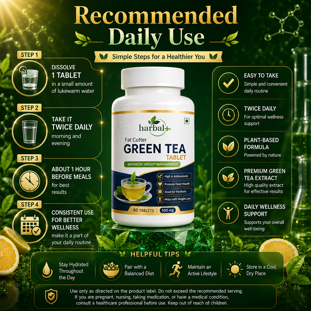 Harbalplus Fat Cutter Green Tea Tablet - Harbalplus.in