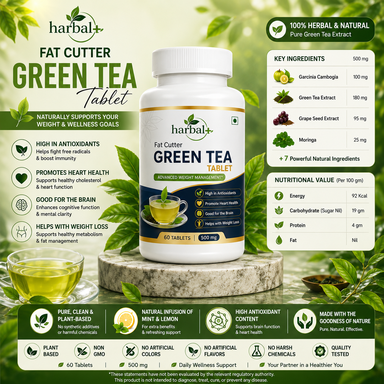 Harbalplus Fat Cutter Green Tea Tablet - Harbalplus.in